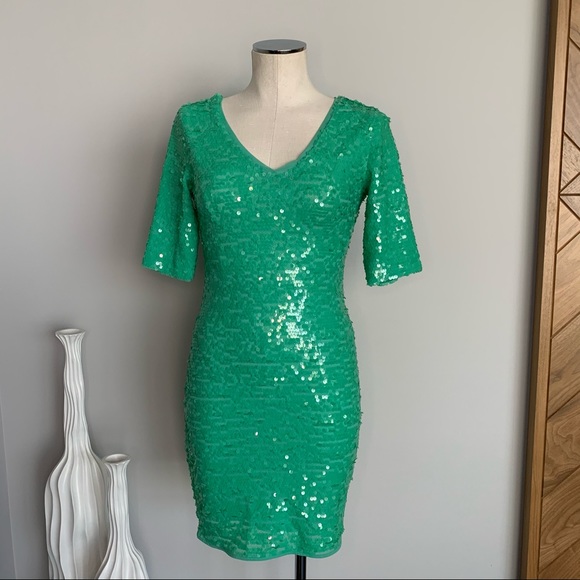 BCBG MAX Green Sequin Dress - Picture 1 of 4